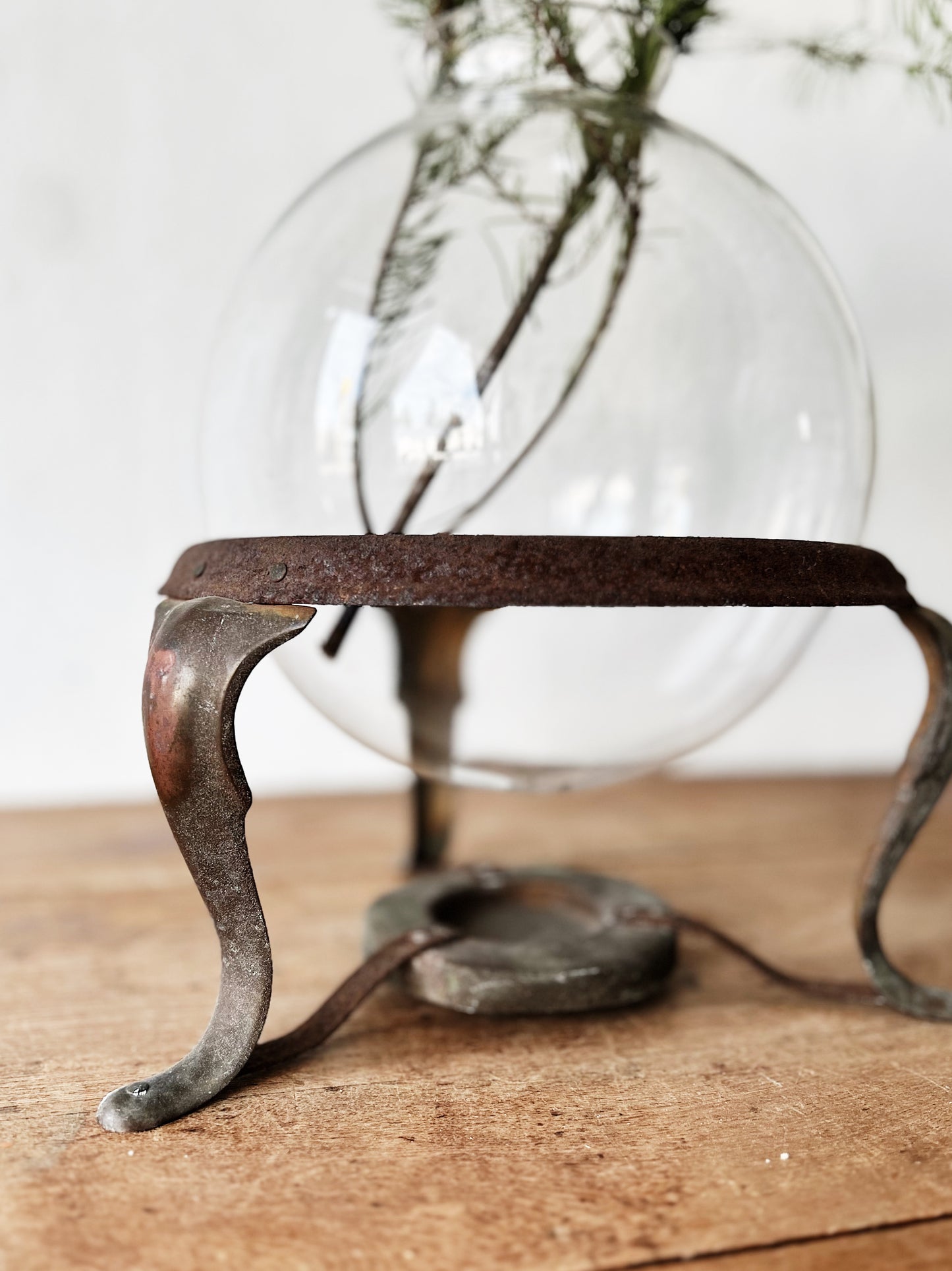 Antique Blown Glass Globe and Stand