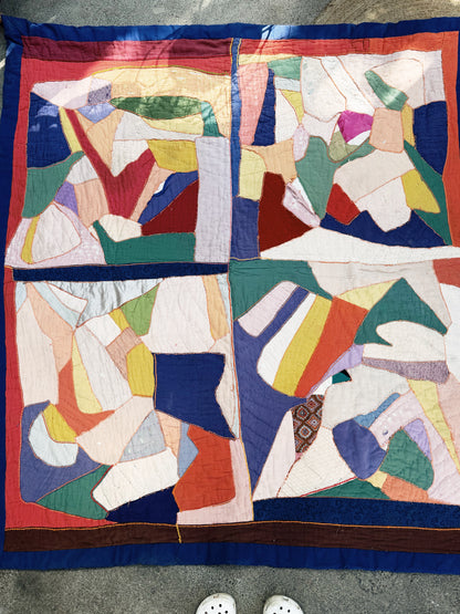 Vintage Silk Freeform Quilt