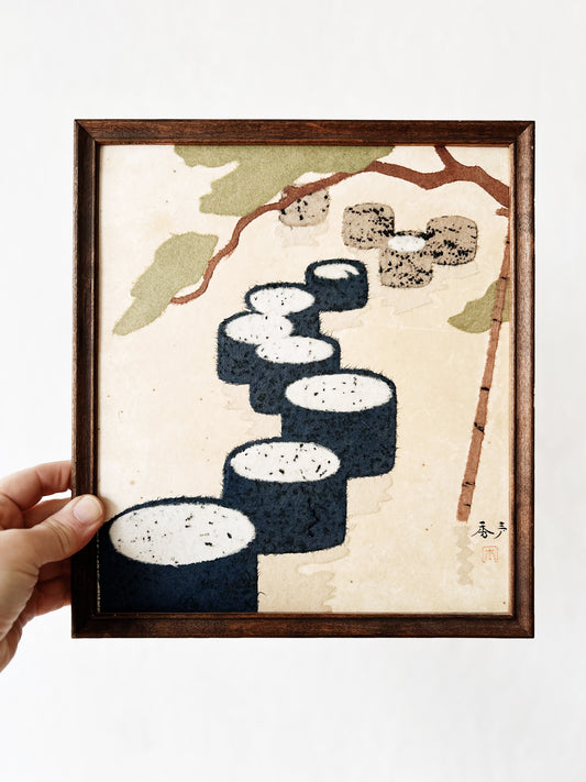 Original Japanese Harie-Shikishi Paper Collage