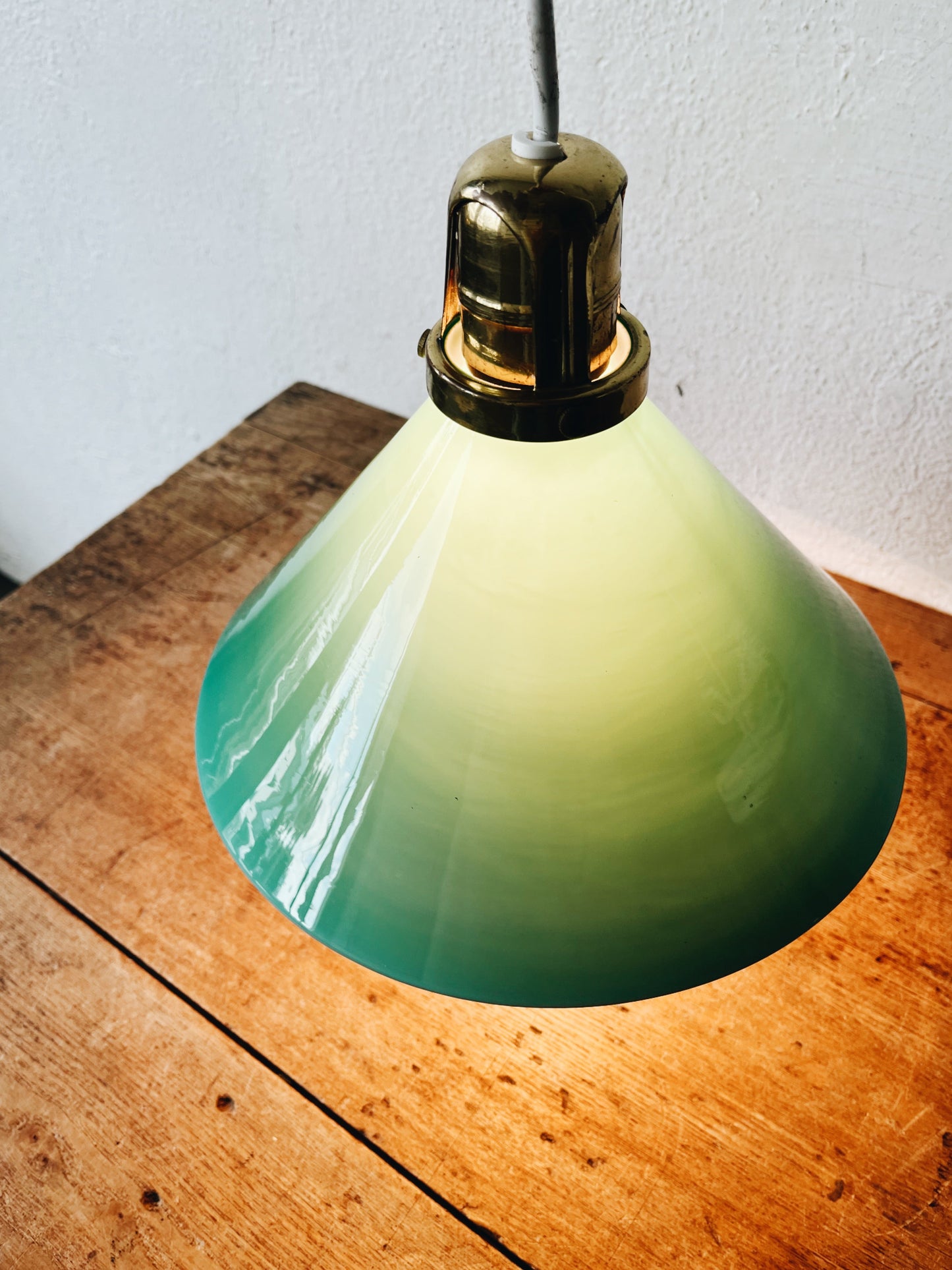 Vintage Green Glass Pendant Lamp