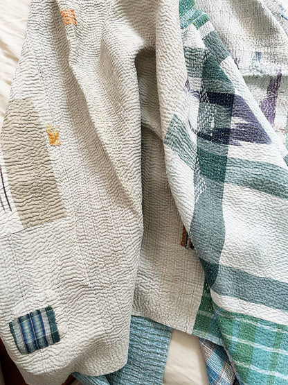 Vintage Ikat Patch Kantha Quilt