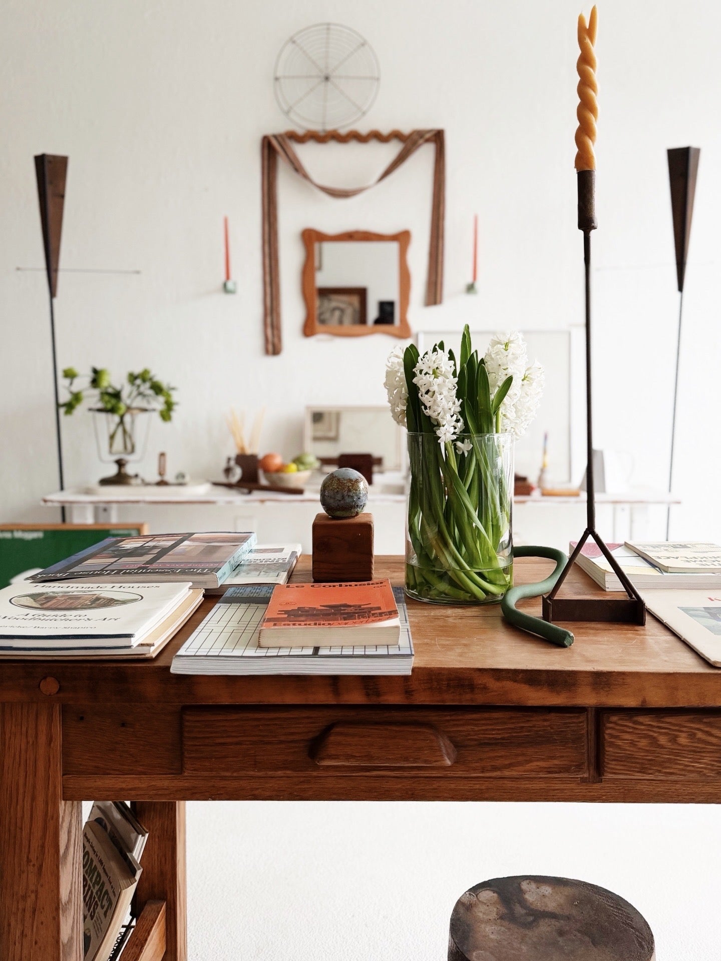 Tall Copper and Iron Candlestick