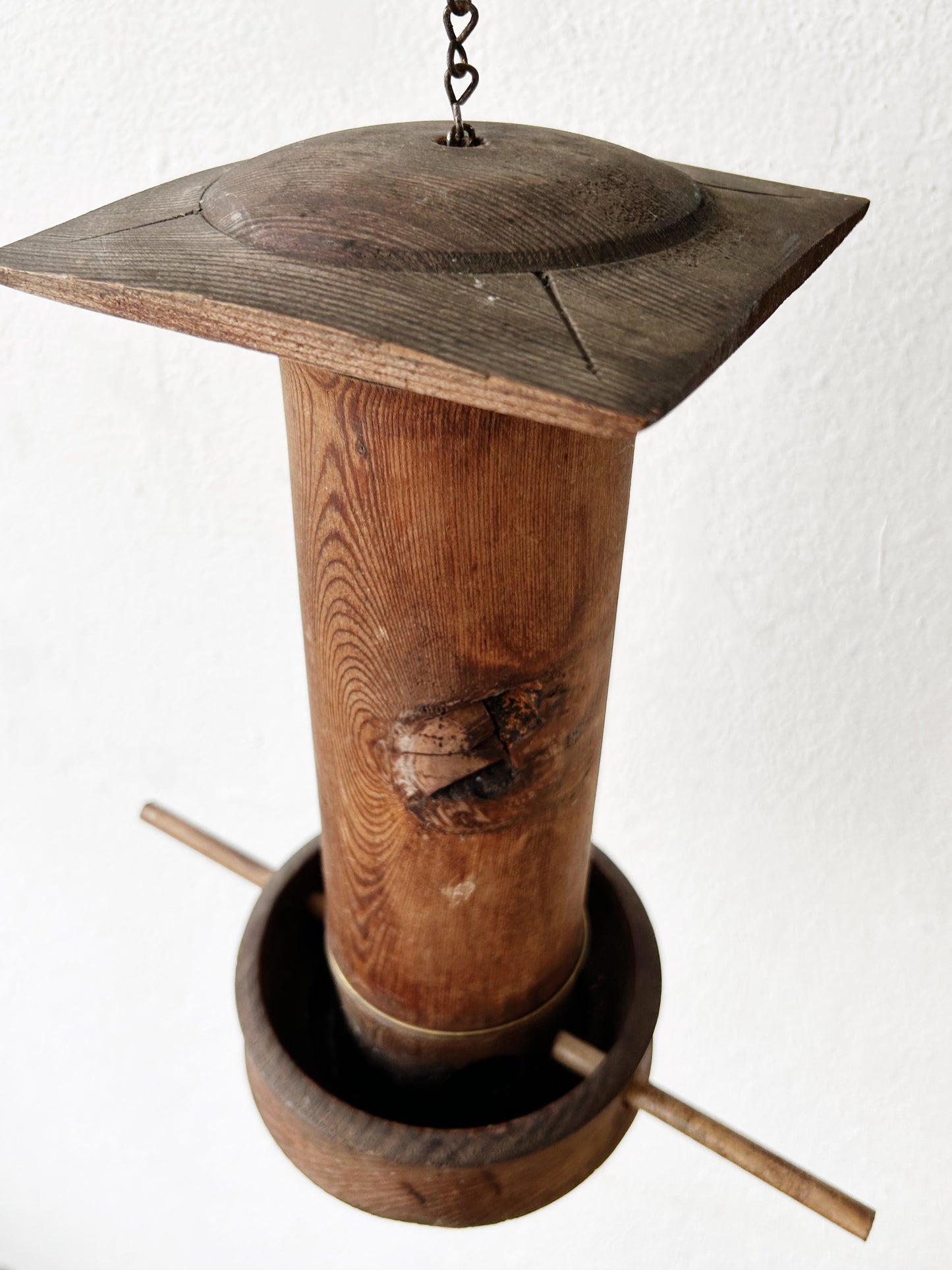 Vintage Teak Wood Bird Feeder