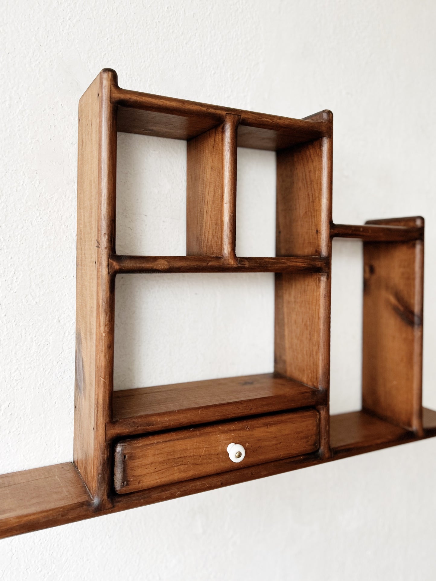 Vintage Wood Cubby Shelf