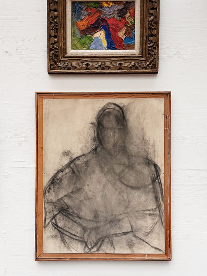 Original Mid Century Portrait on Sandpaper