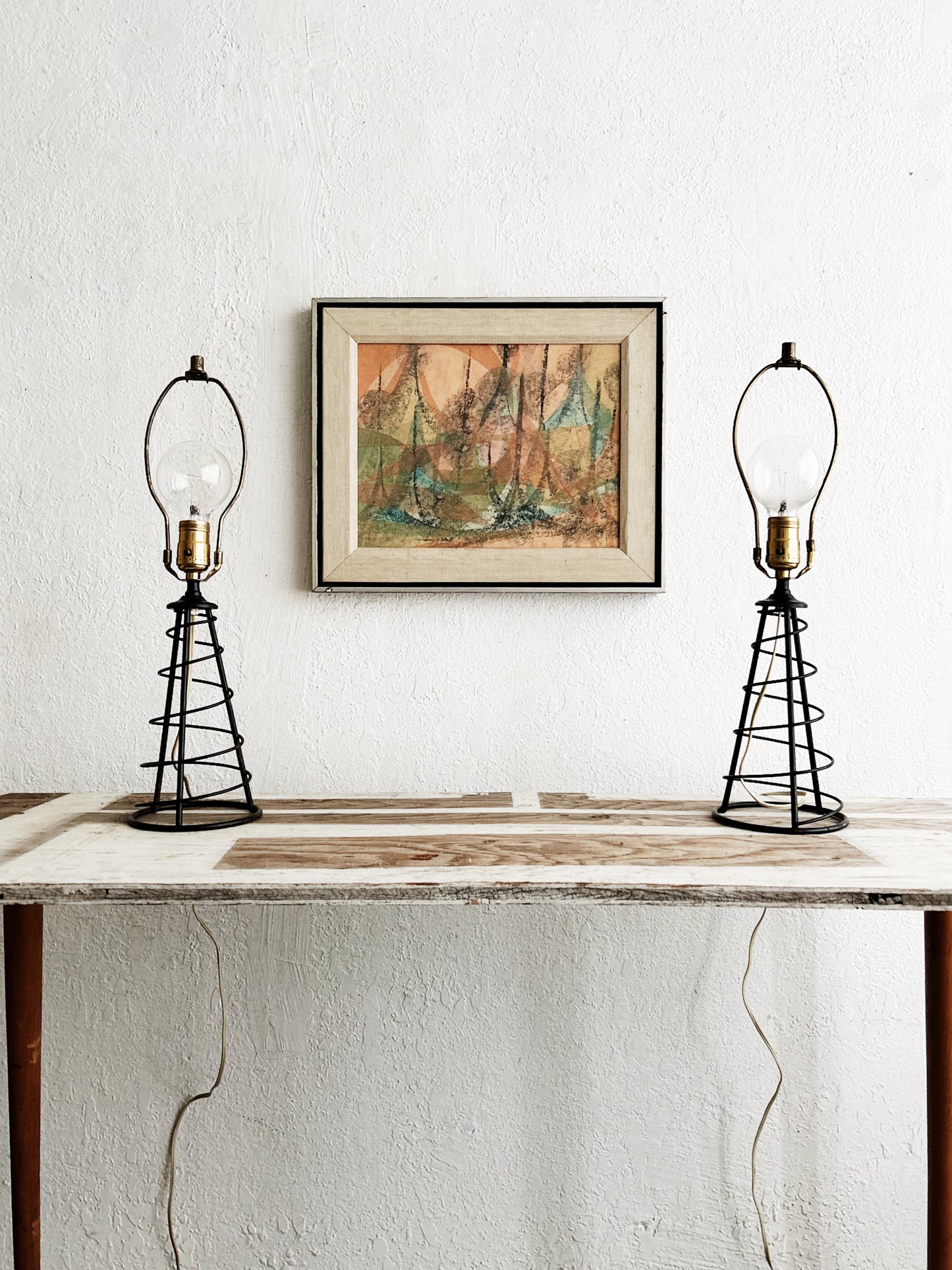 Mid Century Spiral Lamps
