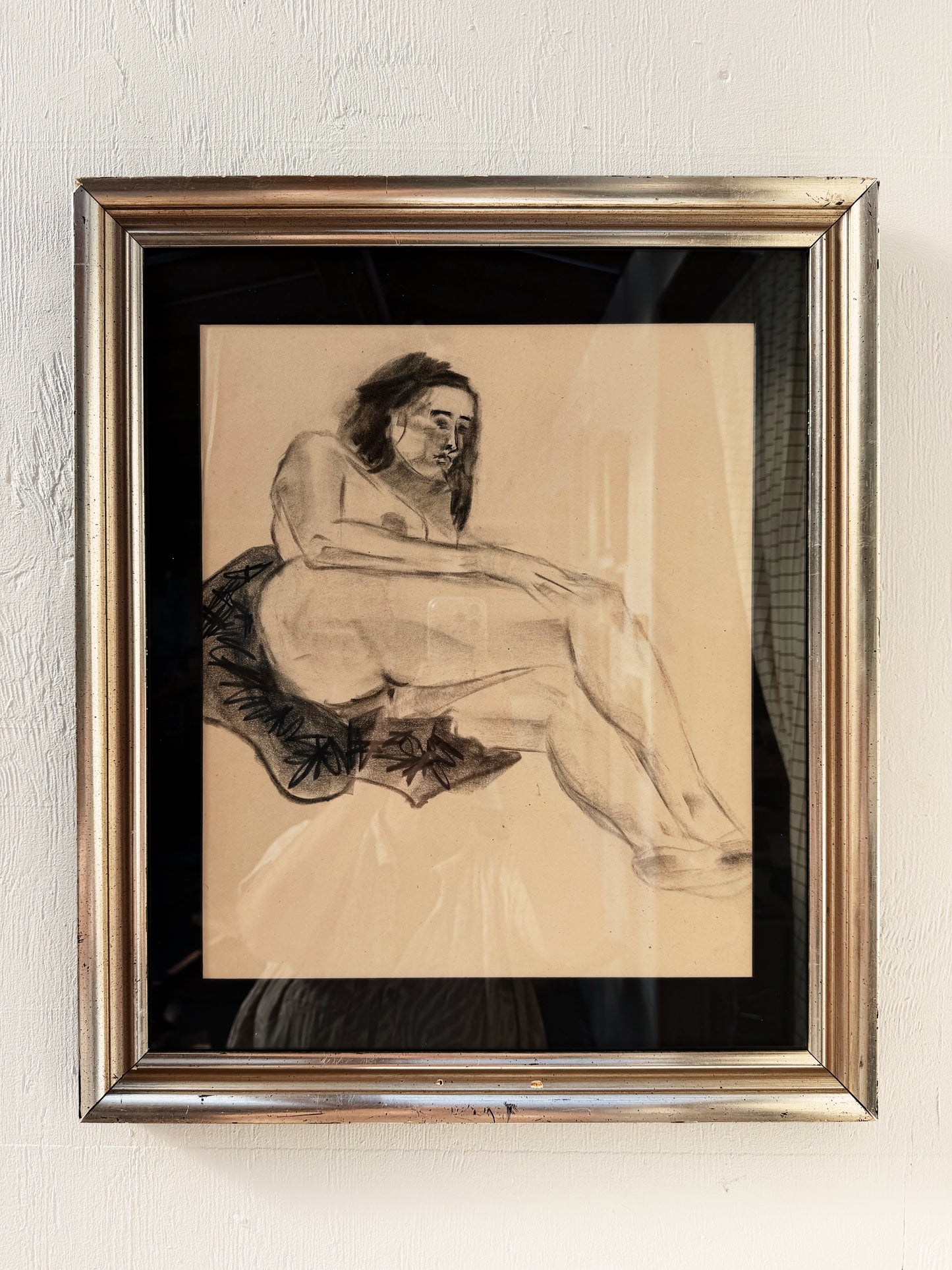 Mid Century Figural Charcoal Drawing