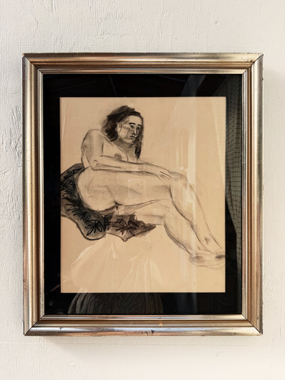 Mid Century Figural Charcoal Drawing