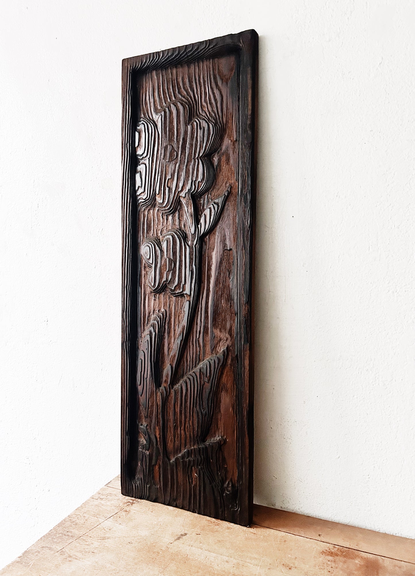 Large Vintage Carved Wood Panel