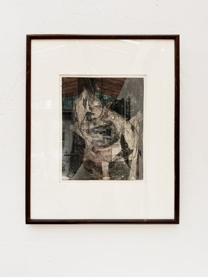 Vintage Modernist Bird Etching