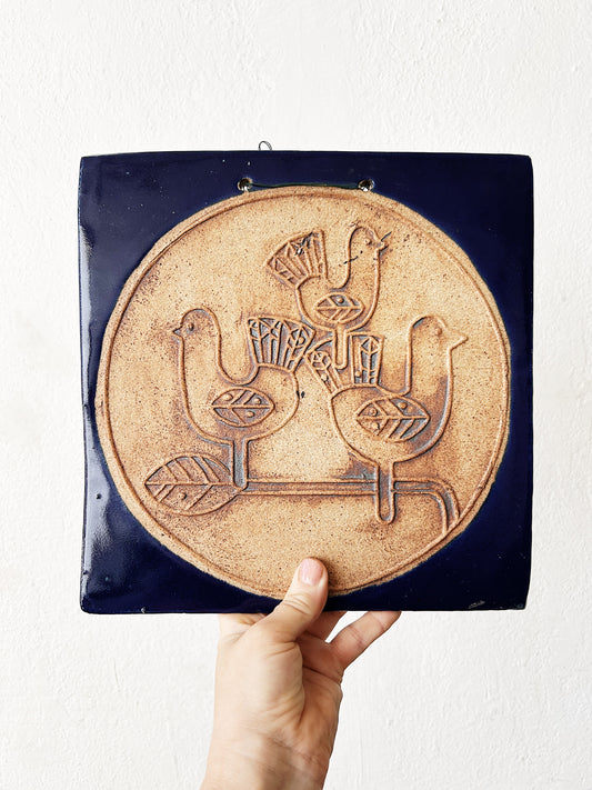 Vintage Handmade Ceramic Art Tile
