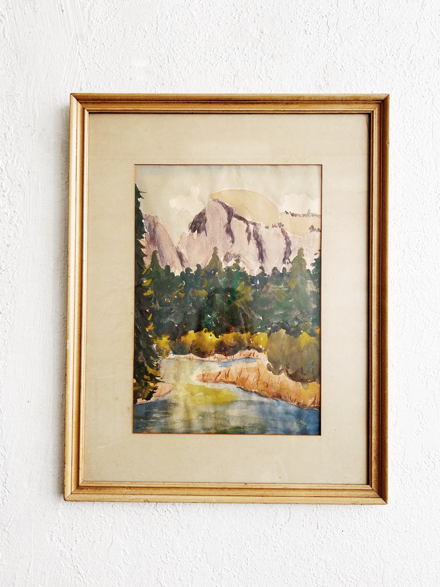 Mid Century Original Framed Watercolor Landscape