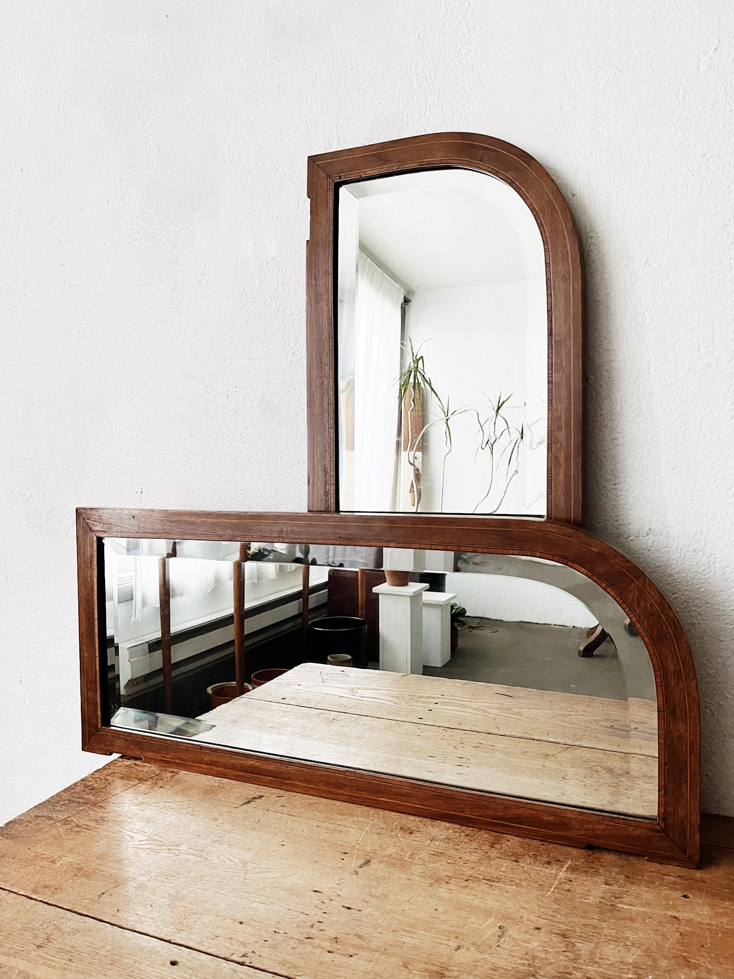 Antique Arched Inlay Mirror