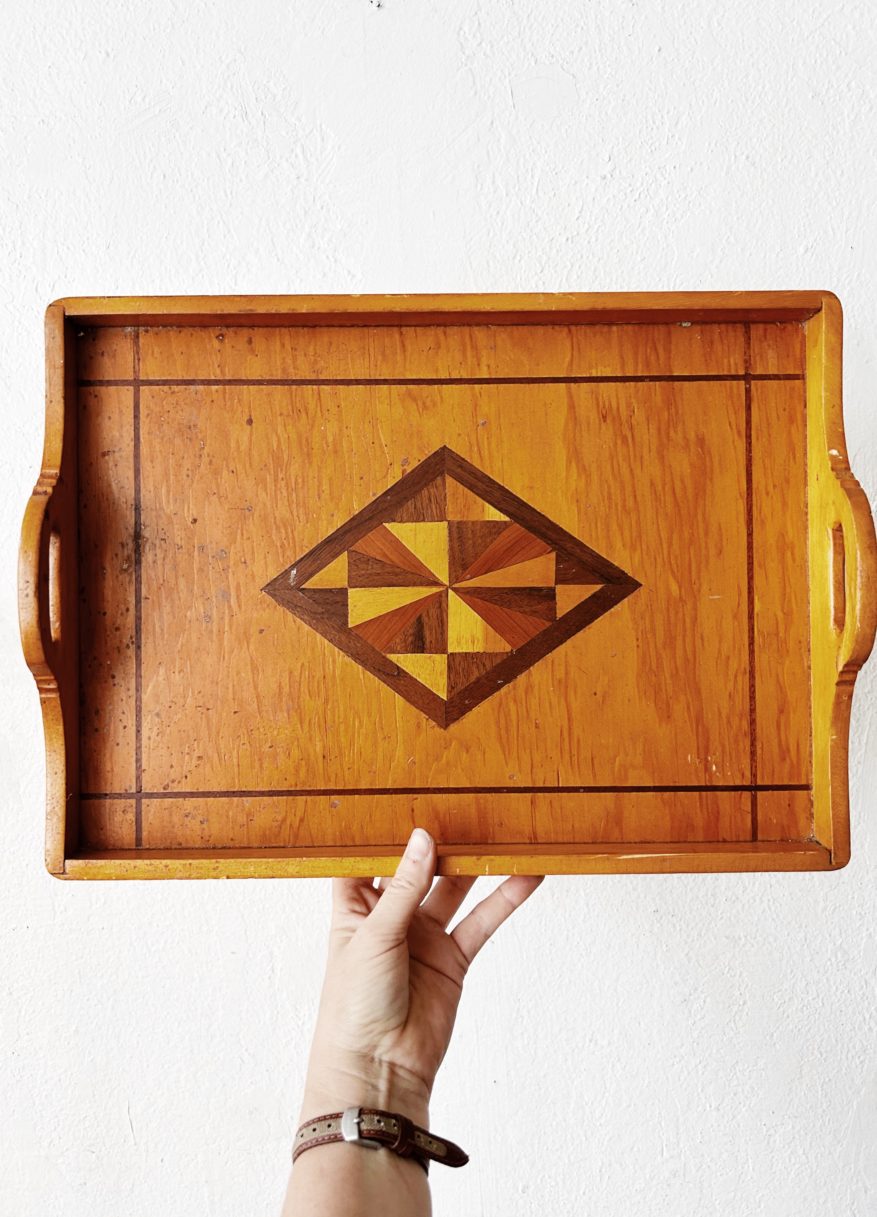 Vintage Wood Inlay Tray - Thumbnail 2
