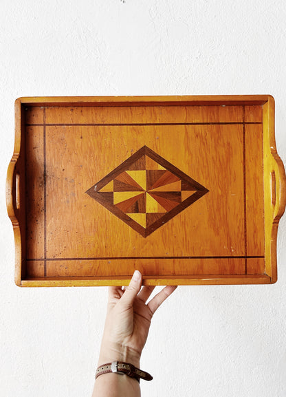 Vintage Wood Inlay Tray