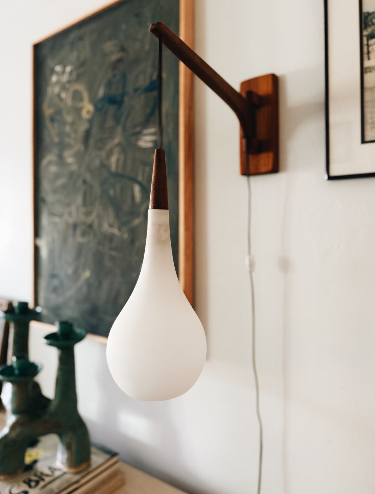 Danish Teak Teardrop Wall Lamp