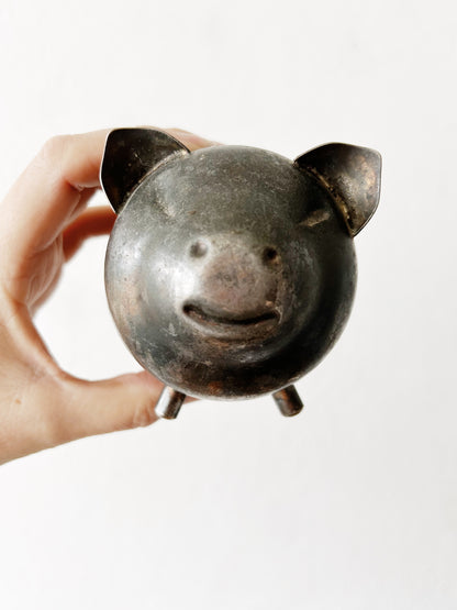 Vintage Pewter Piggy Bank