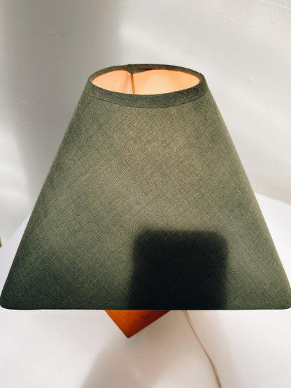 Handmade Wood Block Lamp with Shade