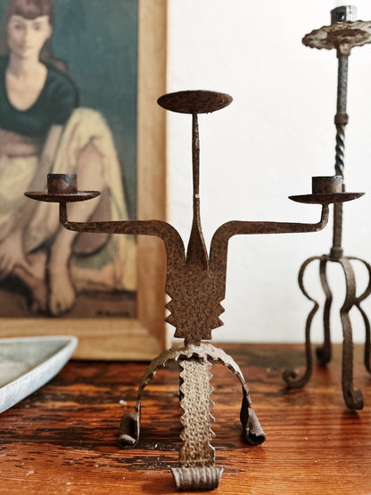 Brutalist Iron Candelabra