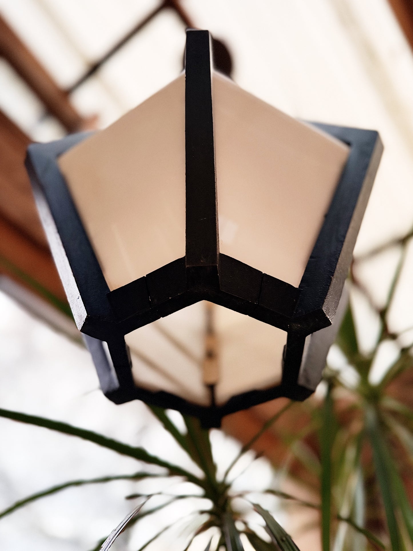 Vintage Lucite and Wood Pendant Light