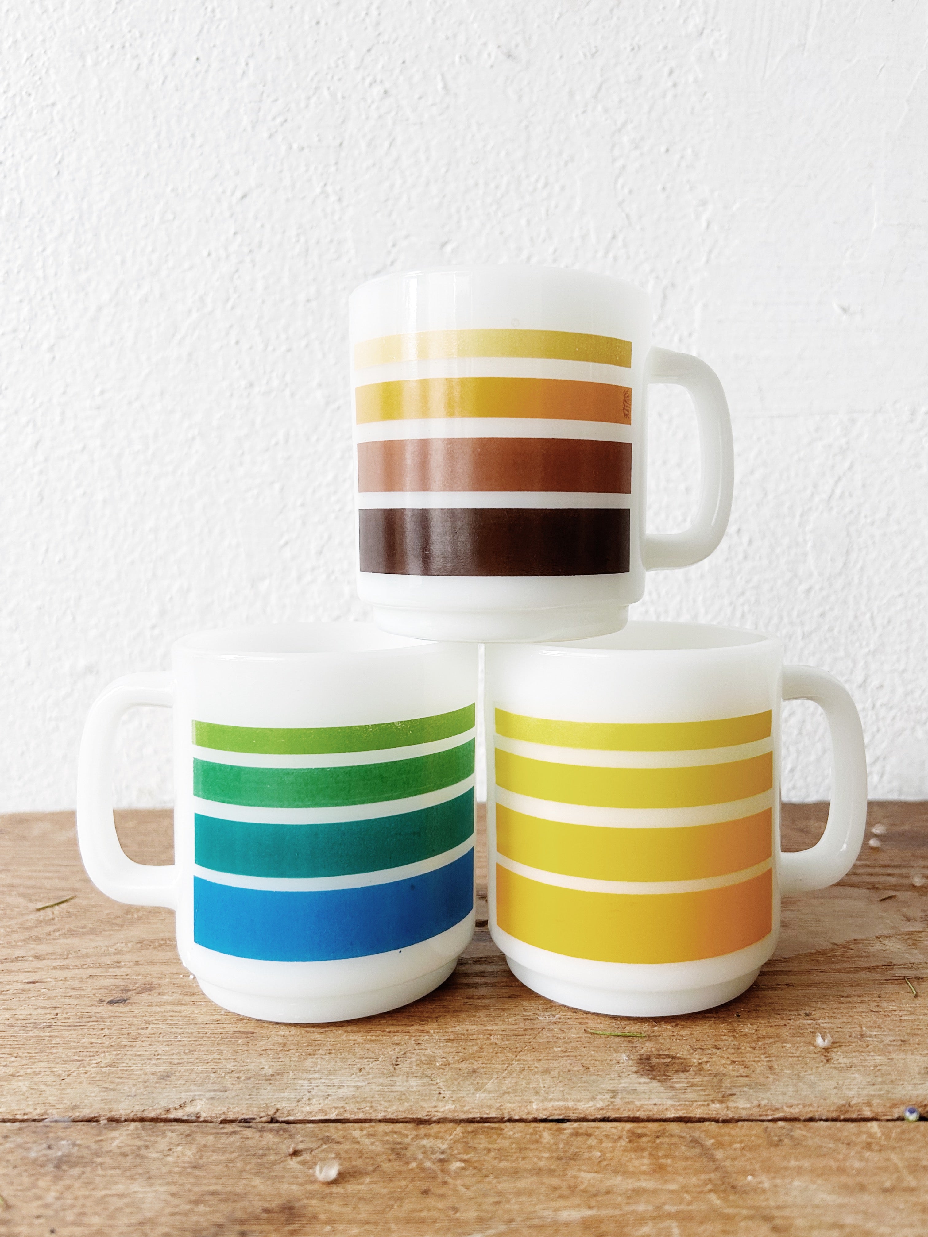 Mid Century Glasbake Mugs Set of Three