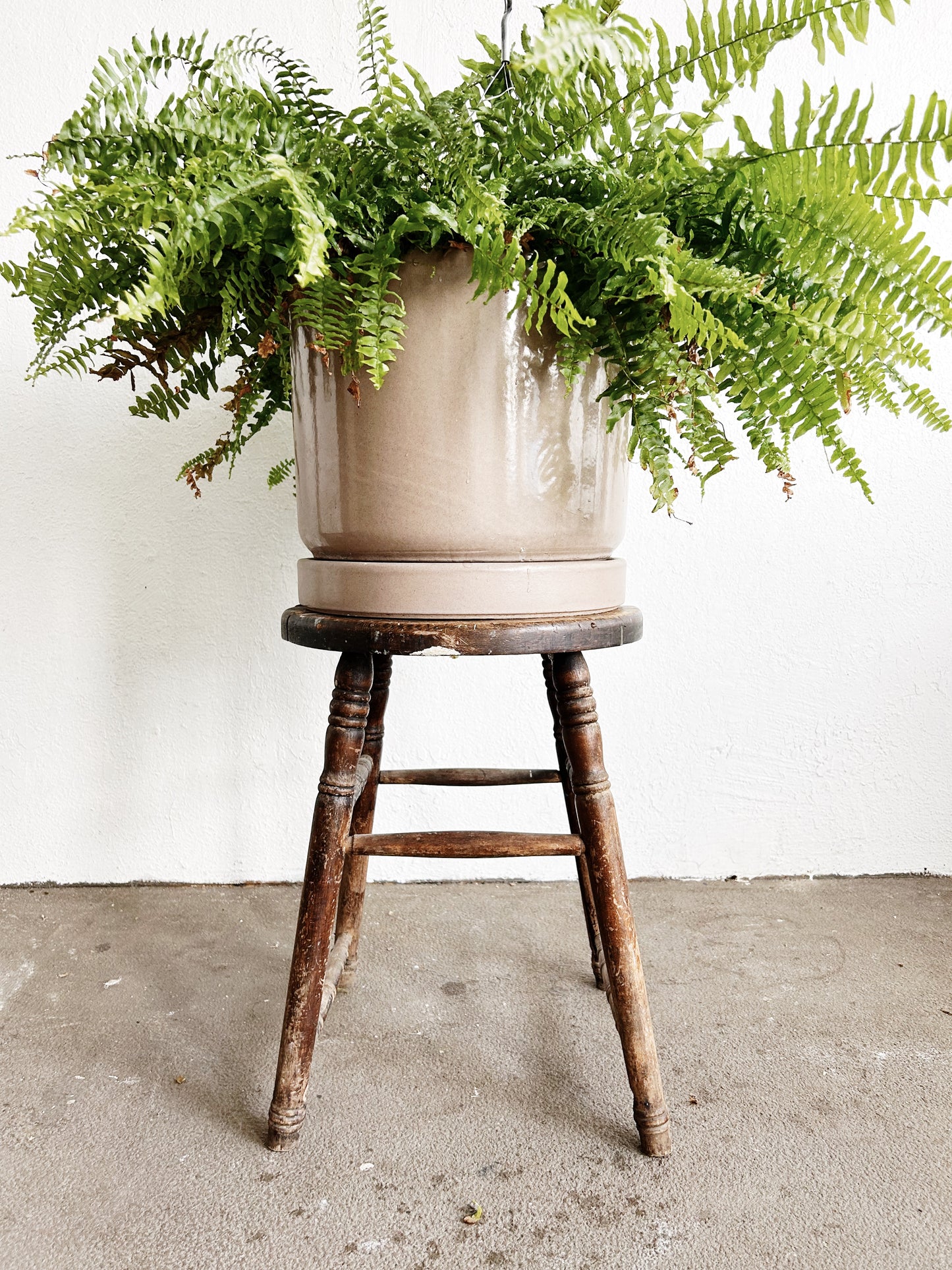 Large Vintage Ceramic Pot with Tray