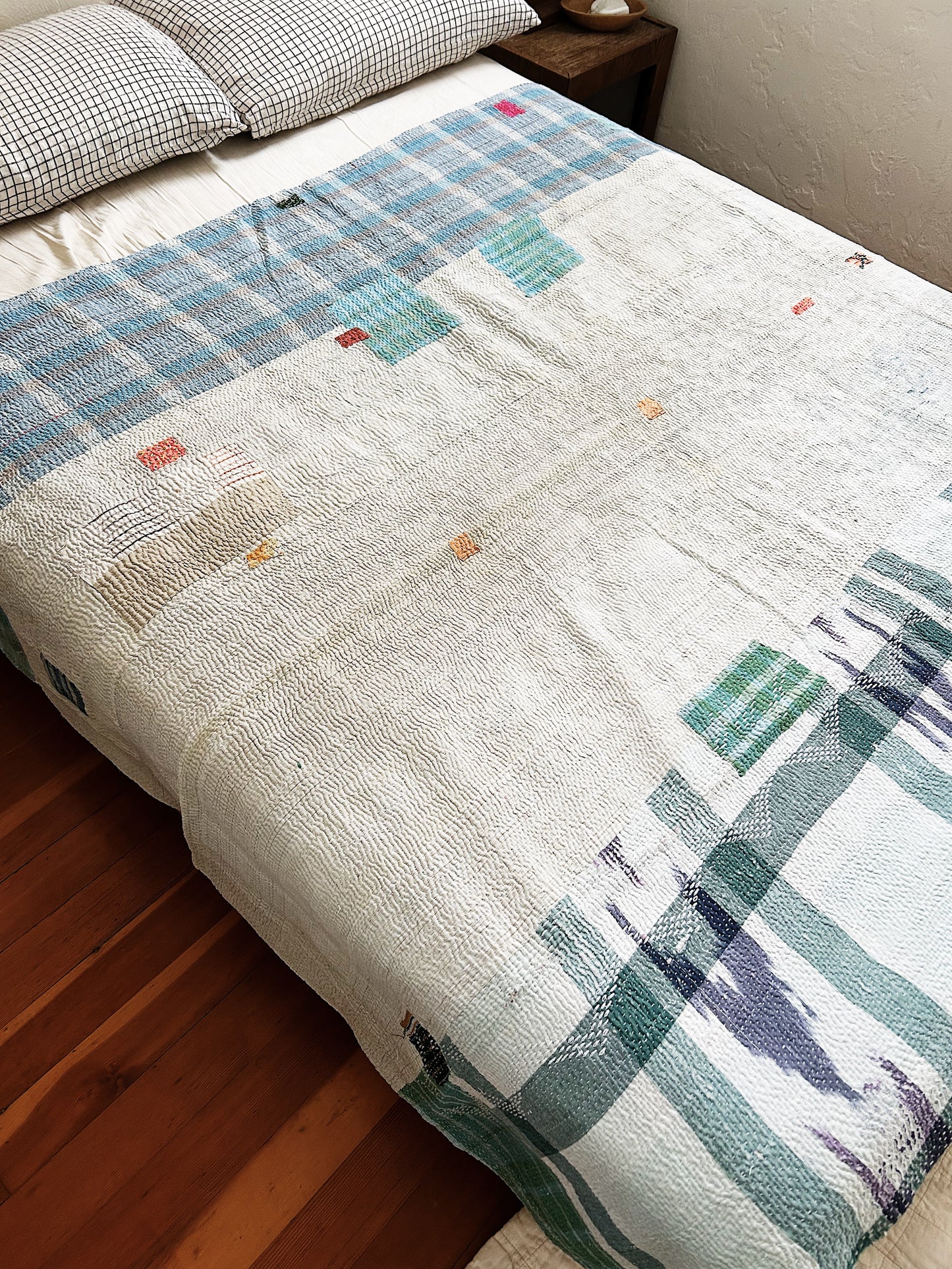 Vintage Ikat Patch Kantha Quilt
