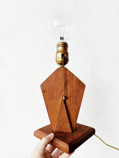 Vintage Handmade Wood Lamp with Shade