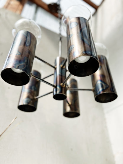 Spun Bronze Brutalist Chandelier