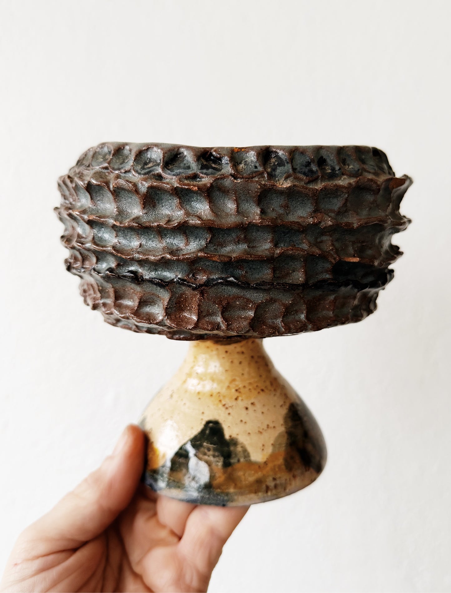 Handmade Pinched Pedestal Dish