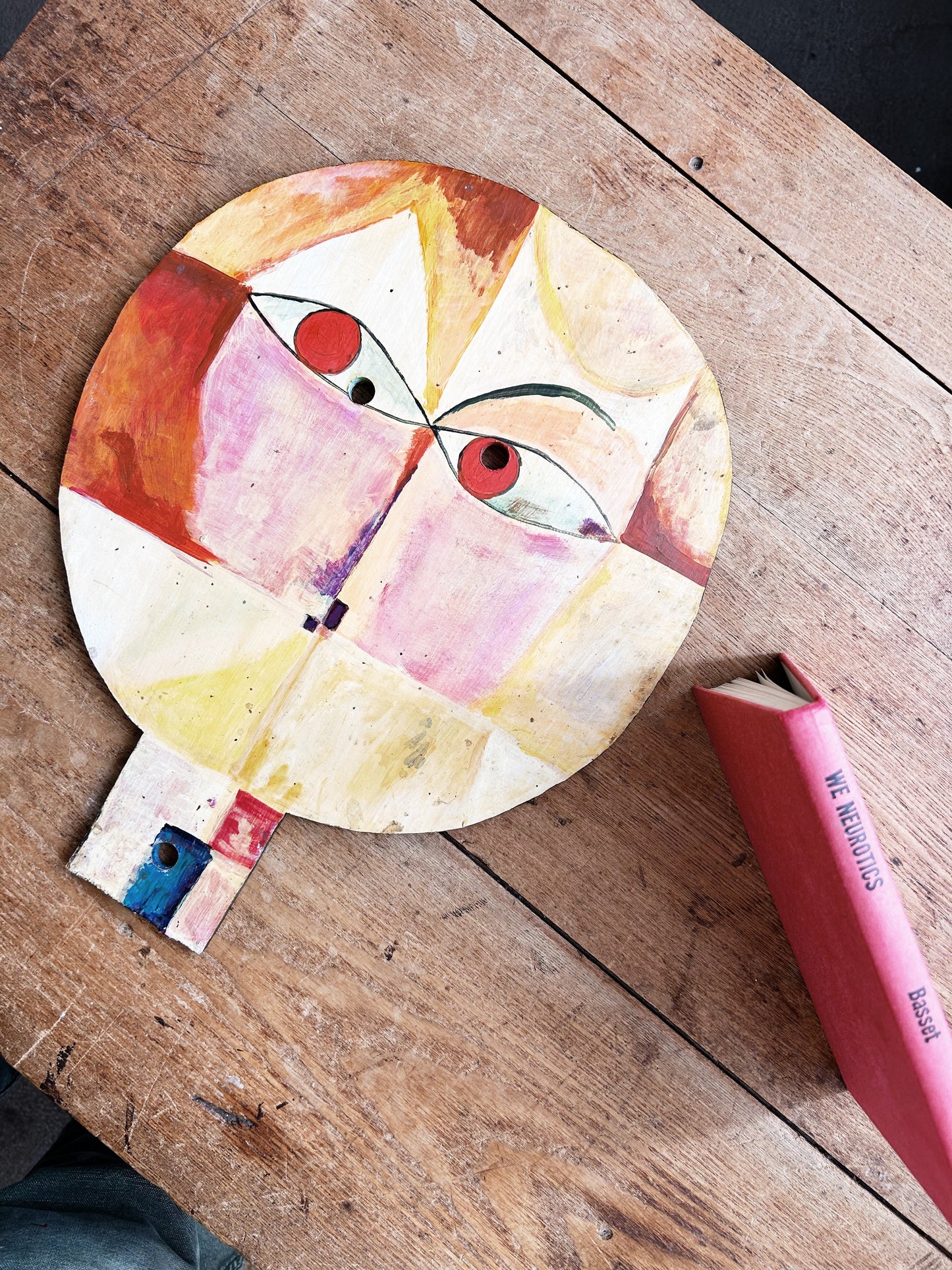 Vintage Hand Painted Wood Paul Klee Folk Art