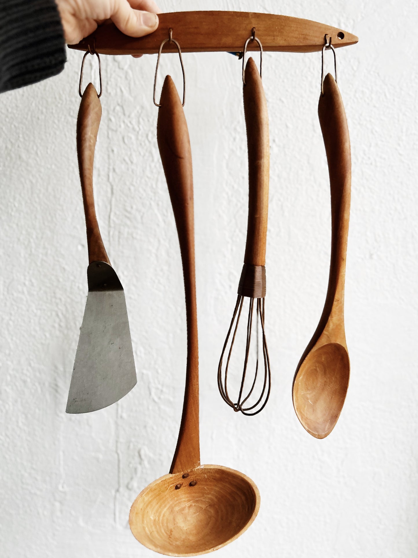Handmade Wood and Copper Utensil Set