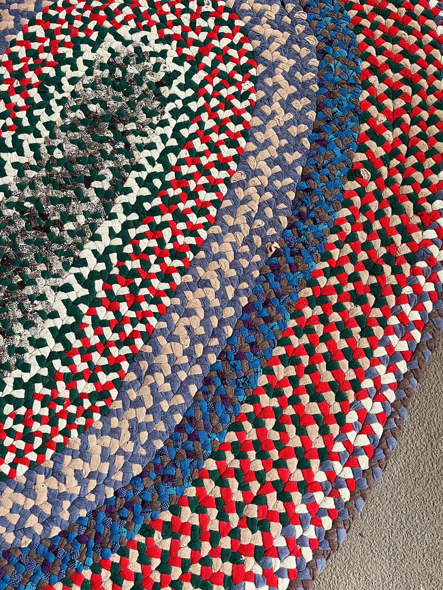 Vintage Braided Cotton Rag Rug