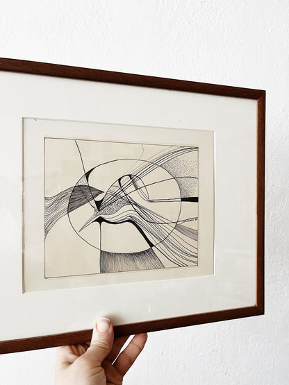 Vintage Pen and Ink Abstract Drawing