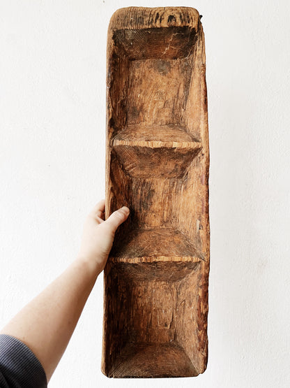 Hand Hewn Wood Divided Tray