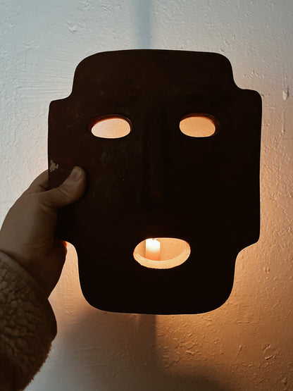 Mid Century Clay Mask Luminary