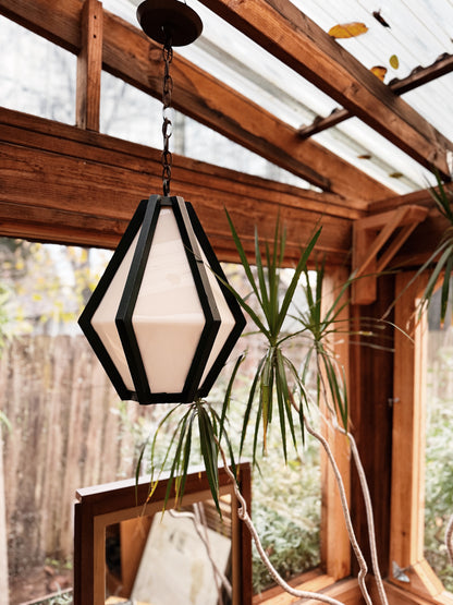 Vintage Lucite and Wood Pendant Light
