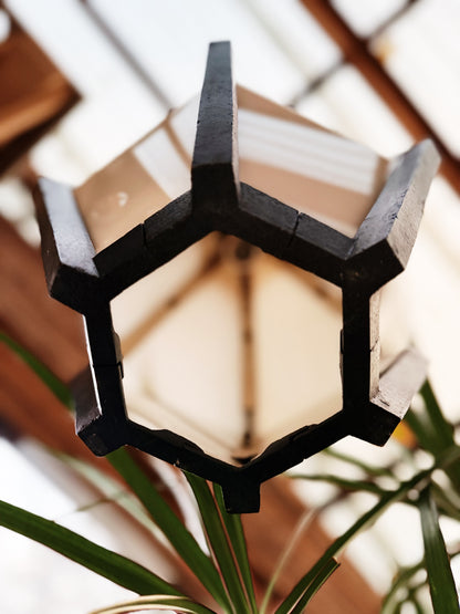 Vintage Lucite and Wood Pendant Light