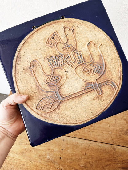 Vintage Handmade Ceramic Art Tile