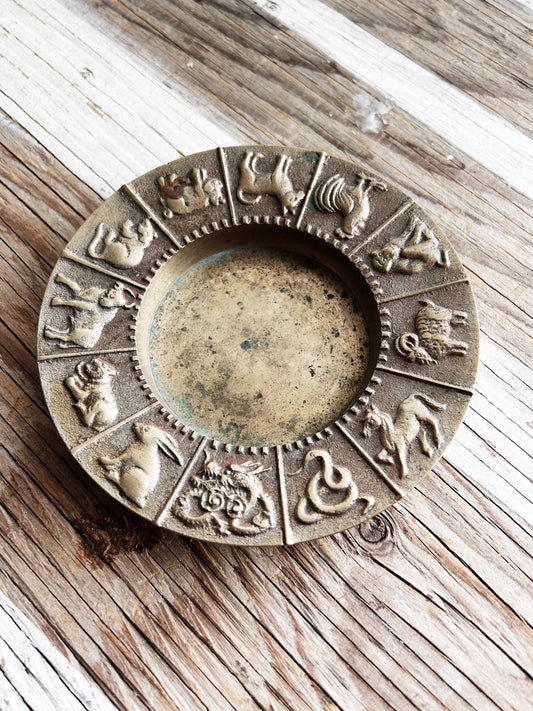 Vintage Brass Chinese Zodiac Dish