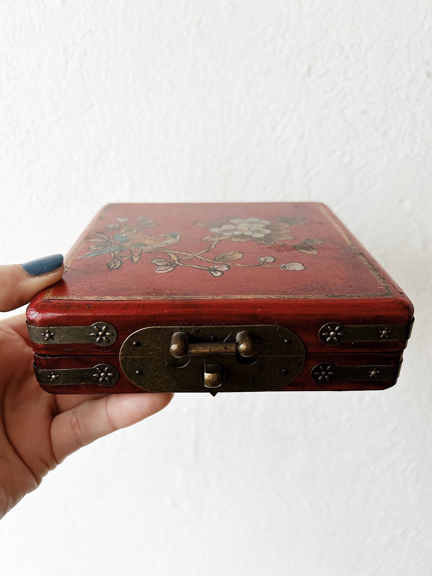 Vintage Wood Box with Coasters