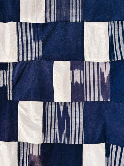 Handmade Vintage Ikat Patchwork Quilt Top