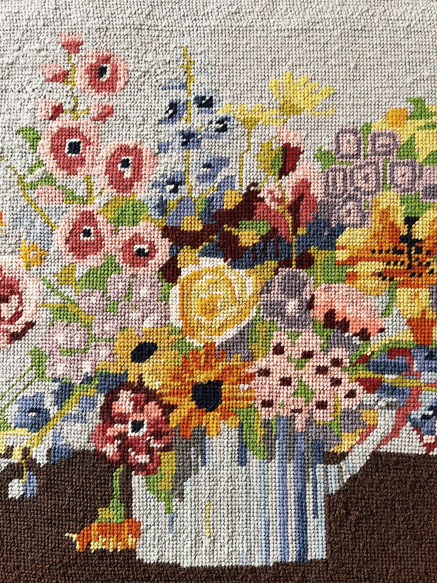 Vintage Floral Needlepoint