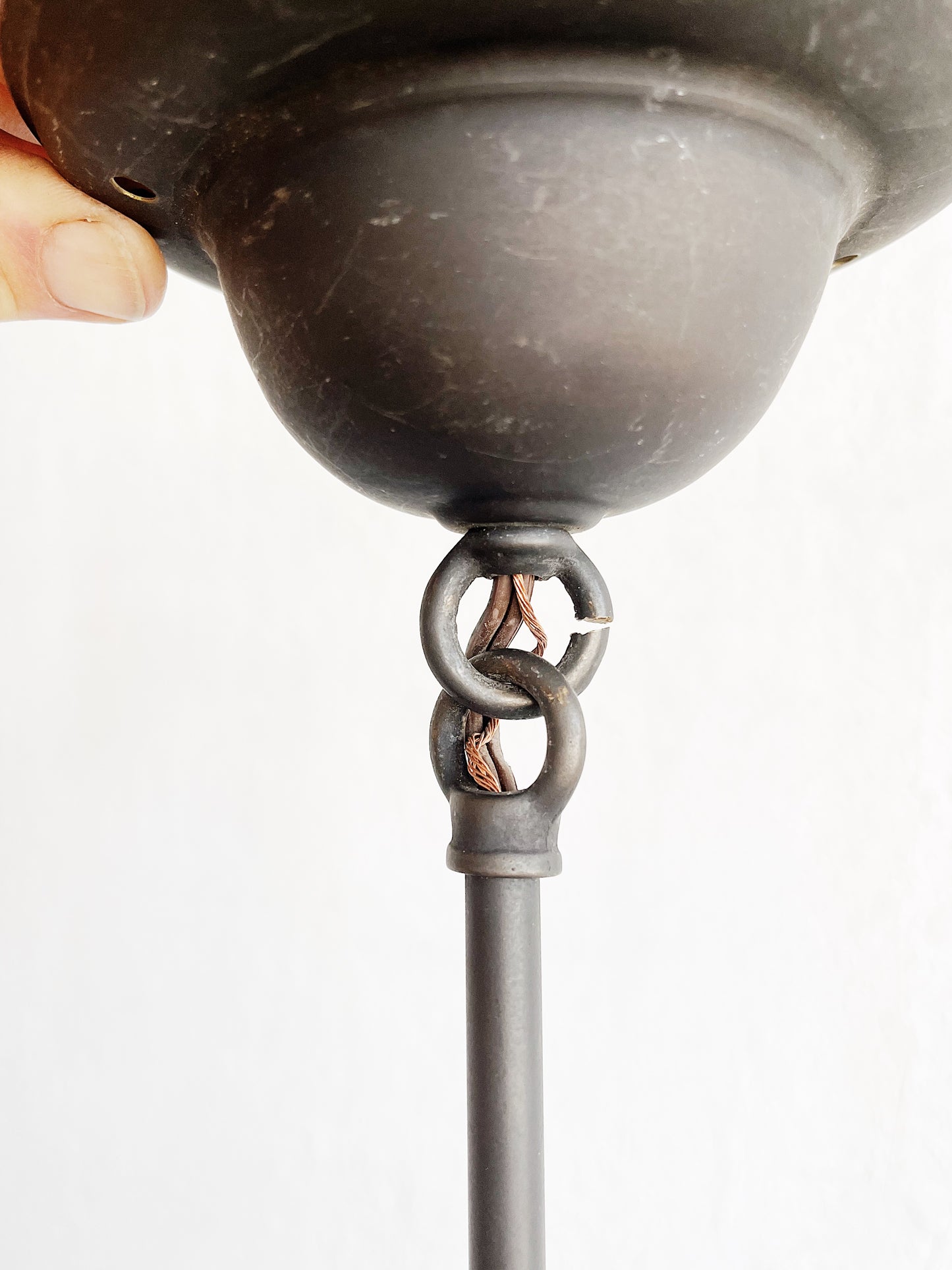 Vintage Enameled Pendant Light