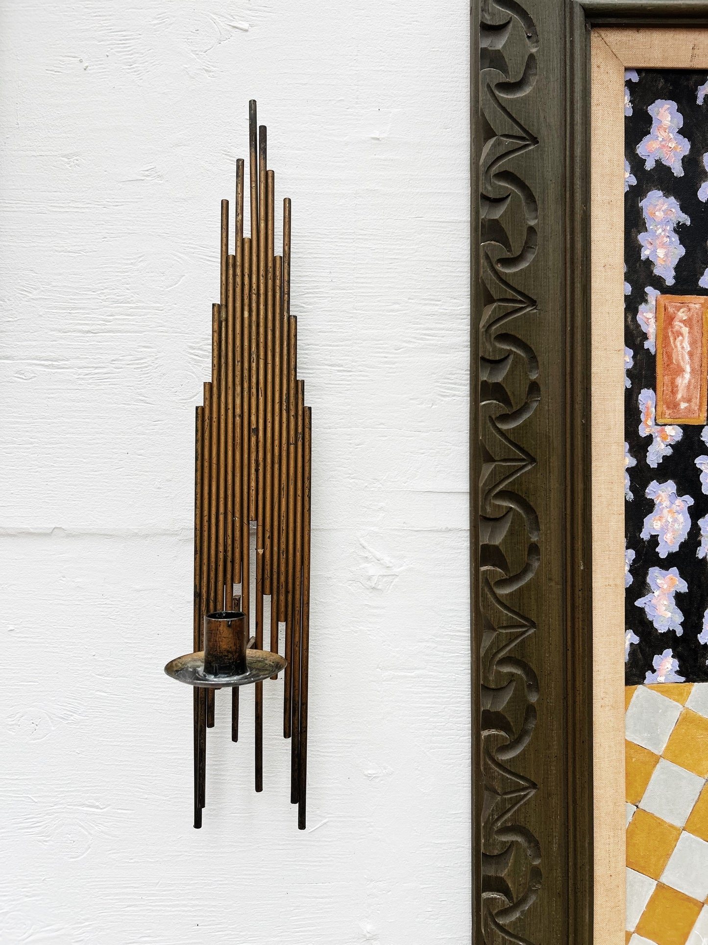 Pair Brutalist Candleabra Nail Art Sconces