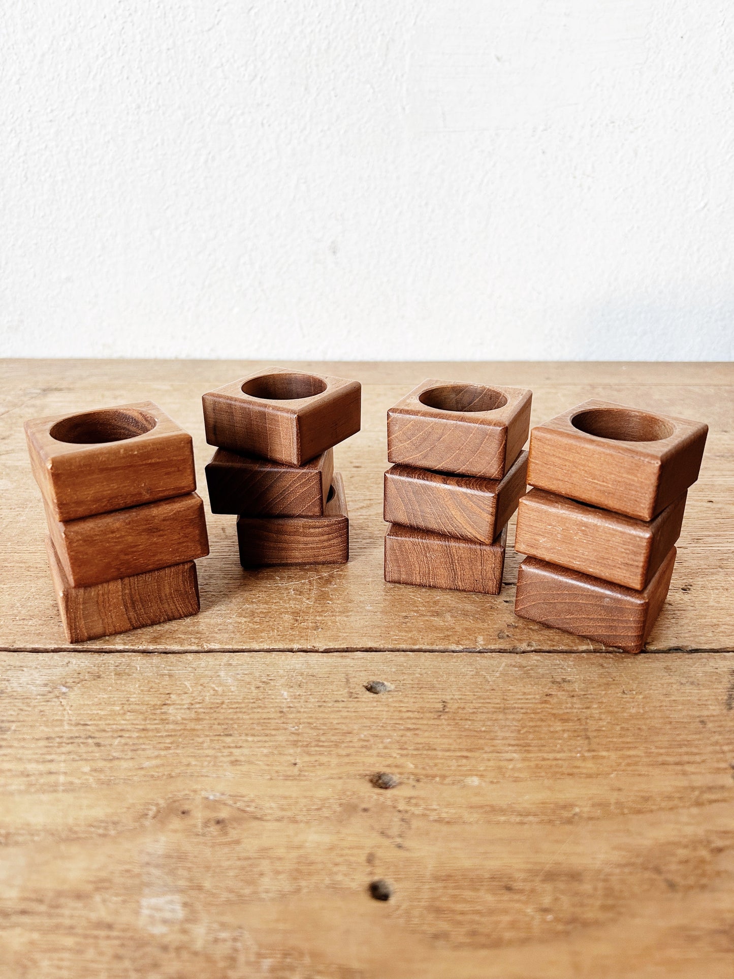 Mid Century Teak Napkin Rings Set of Six