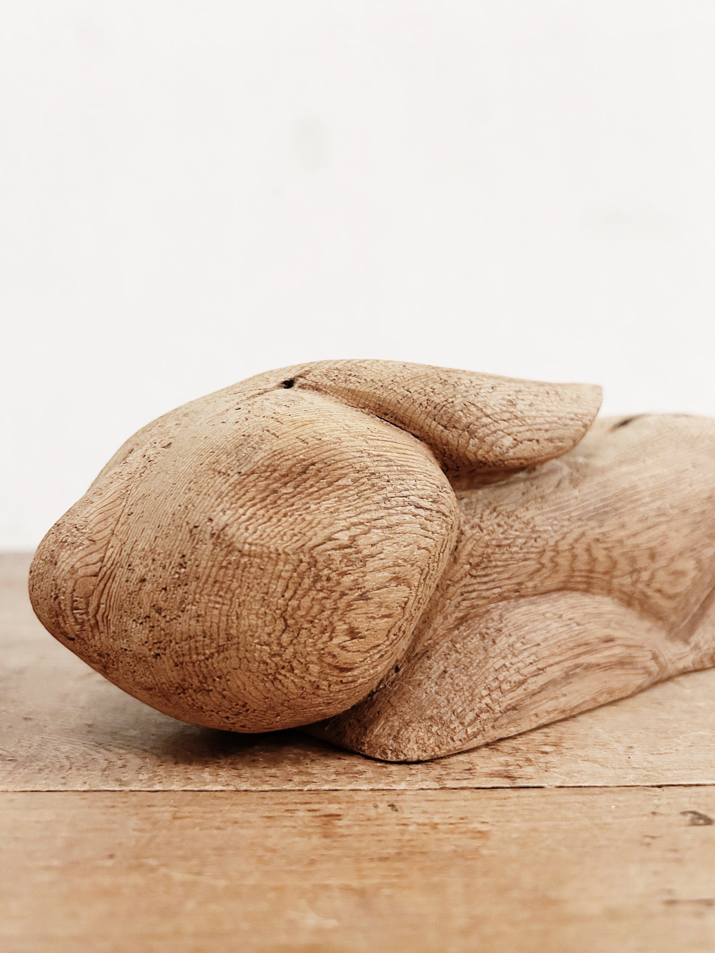 Folk Art Hand Carved Wood Rabbit