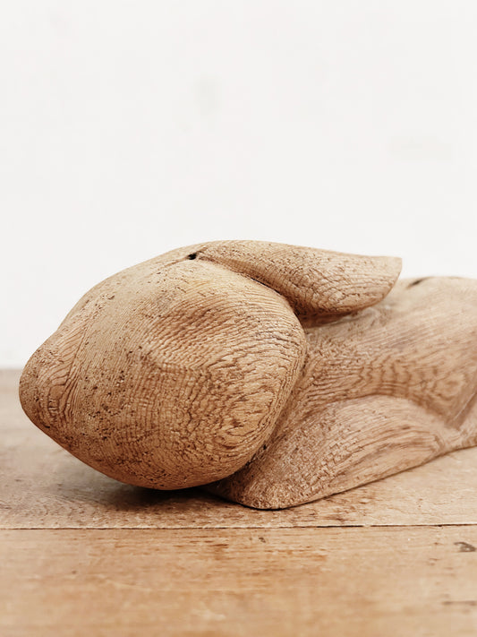 Folk Art Hand Carved Wood Rabbit