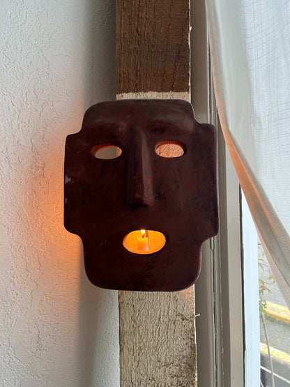 Mid Century Clay Mask Luminary
