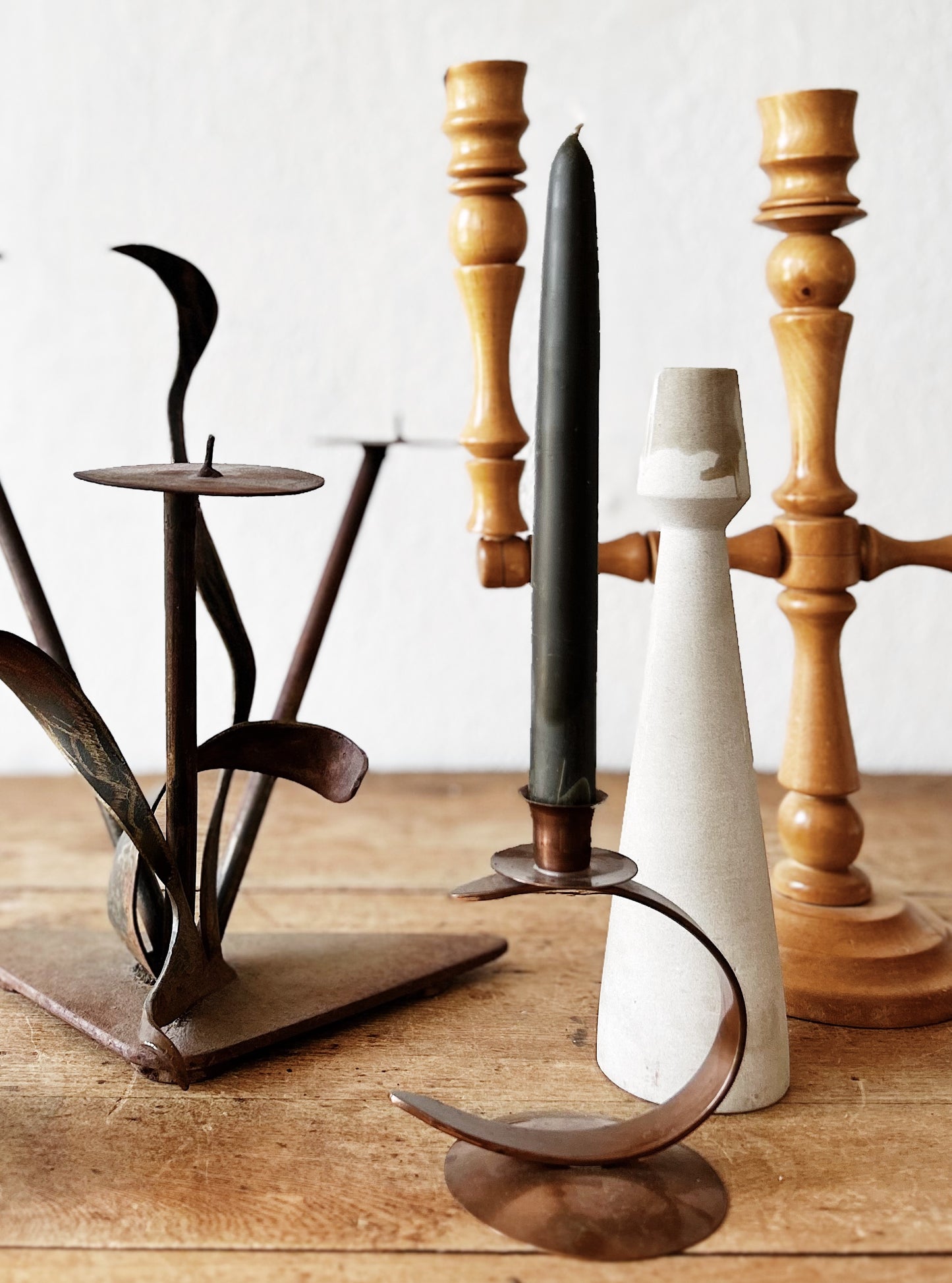 Cast Iron Brutalist Candelabra